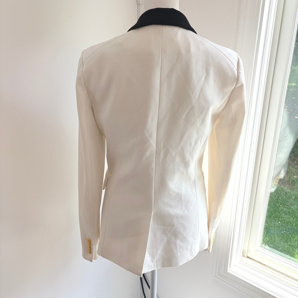 Veronica Beard Jack Riding Jacket 6 Preppy White Gold Button Blazer Coat - Picture 8 of 13
